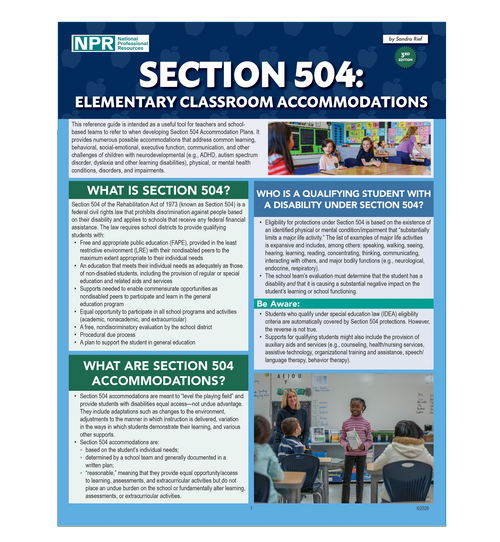 Section 504: Elementary Classroom Accommodations (3rd Edition)