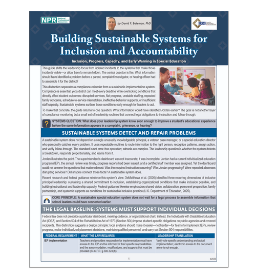 Inclusion, Progress, Capacity, and Early Warning in Special Education