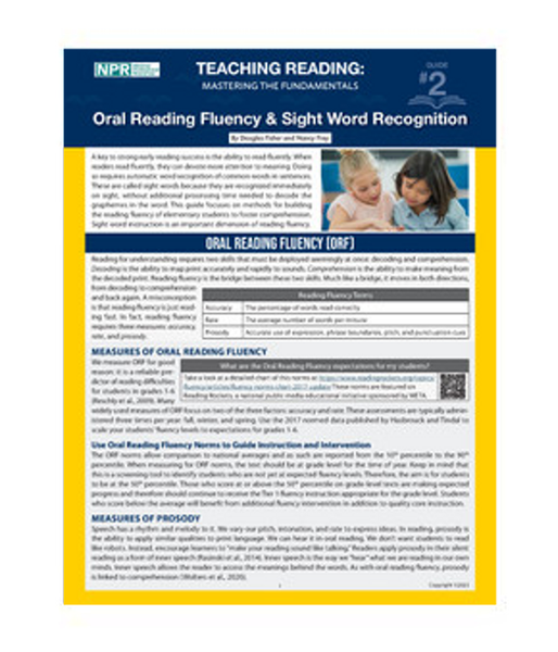 Teaching Reading: Mastering the Fundamentals - Oral Reading Fluency & Sight Word Recognition (Guide #2)