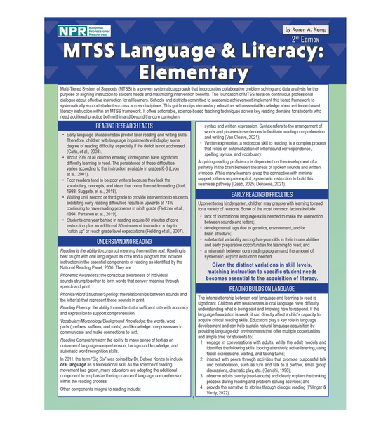 MTSS Language & Literacy: Elementary, 3rd Edition