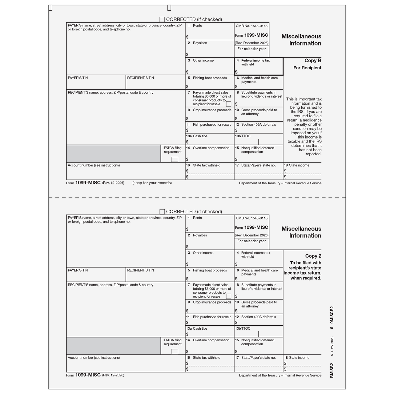 b_ata_coページ BMISB205 - 1099-MISC Miscellaneous Information - Recipient Copies