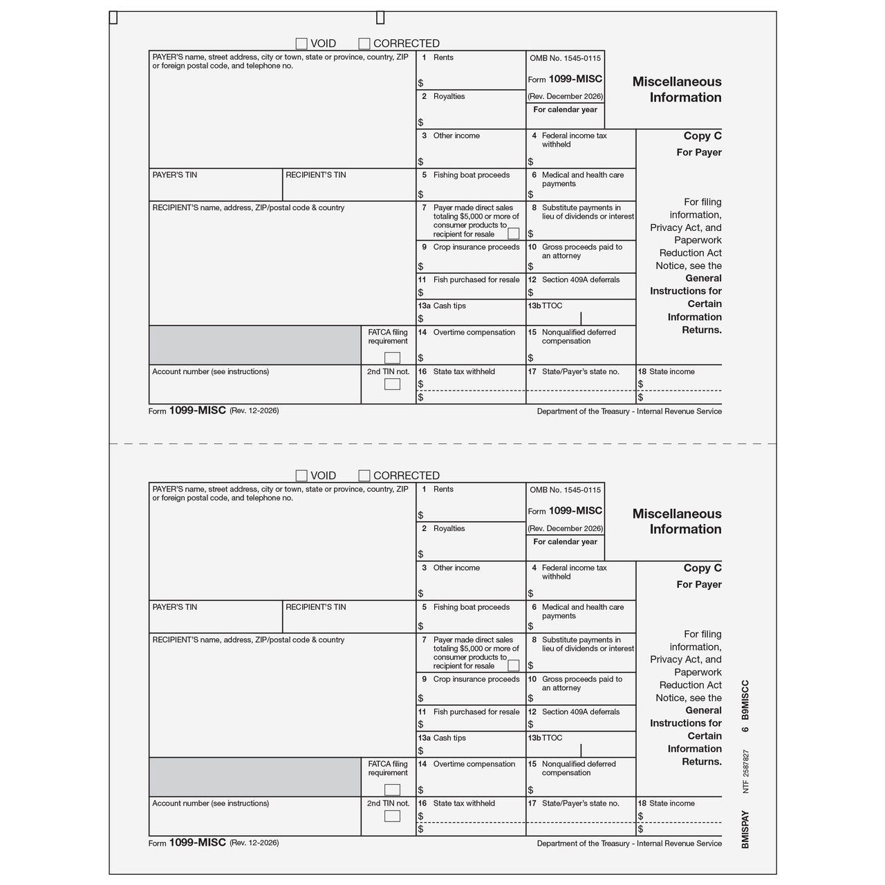BMISPAY05 - 1099-MISC Miscellaneous Information - Payer Copy C