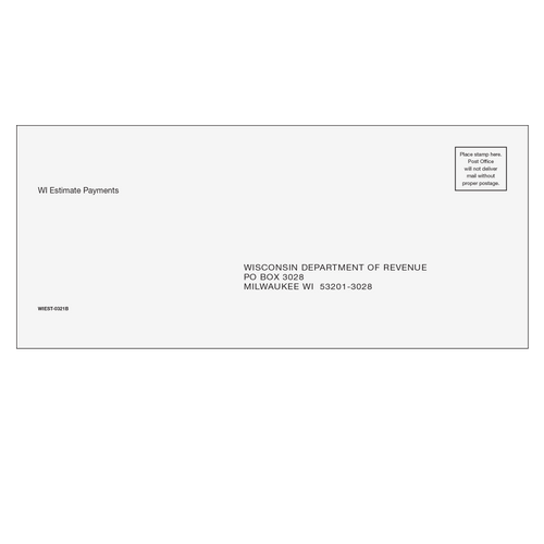 WIEST10 - Wisconsin Estimate & E-file Envelope WIEST10 - Wisconsin Estimate & E-file Envelope