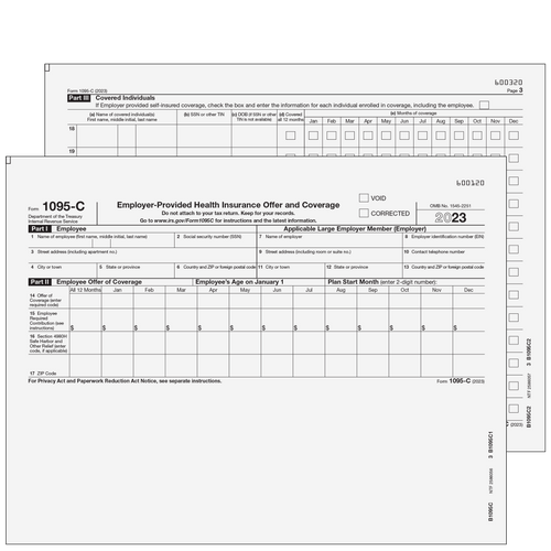 B1095C1205 - Form 1095-C - Employer Provided Health Insurance Offer and Coverage (2-part Kit )