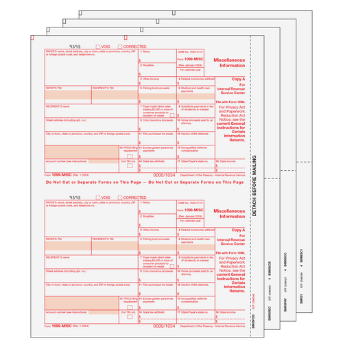 MISCS405 - 1099 Miscellaneous Information 4-part set (Preprinted)