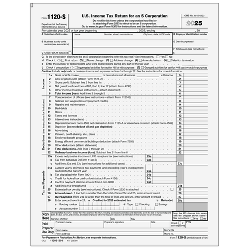 1120S1204 - Form 1120-S Income Tax Return for an S Corporation (Page 1 & 2)