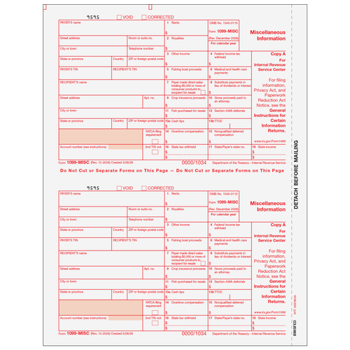BMISFED05 - 1099-MISC Miscellaneous Information - Federal Copy A