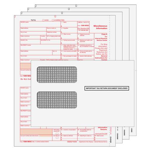 MISCS4E - 1099-MISC Miscellaneous Information Preprinted 4-part Kit (with Self Seal Envelopes)