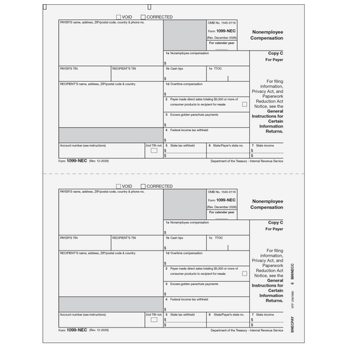 BNECPAY05 - 1099-NEC Non-Employee Compensation - Copy C Payer