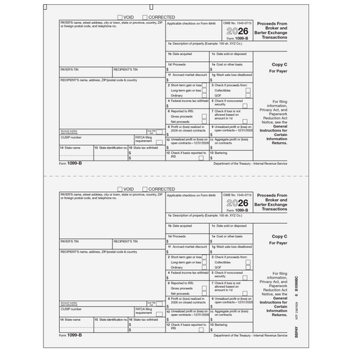 BBPAY05 - Form 1099-B Proceeds From Broker and Barter Exchange Transactions - Copy C Payer