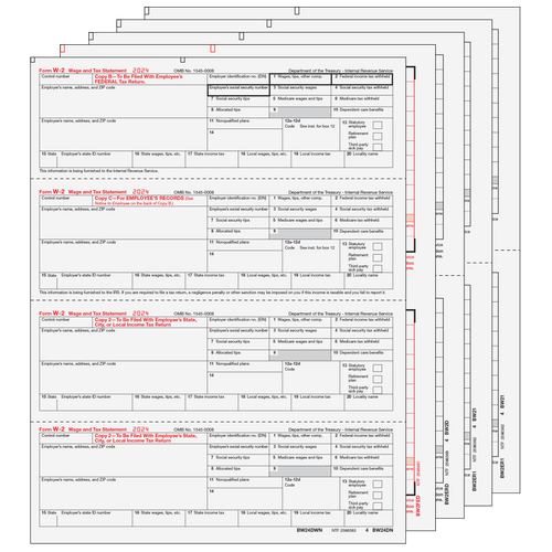 W24DOWN805 - Condensed W-2 Form 8-part Set (Horizontal Employee Copies)