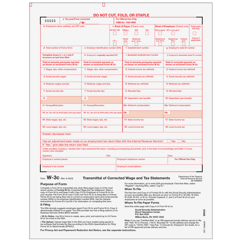 BW3C05 - Form W-3 Corrected Transmittal Employer Federal