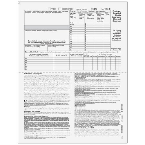 B95CHPREC05 - Form 1095-C - Half Page (Recipient Copy)