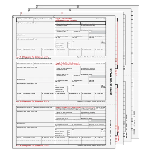 W23UPS605 - Condensed W-2 Form 6-part Set (3up Employee Copies)