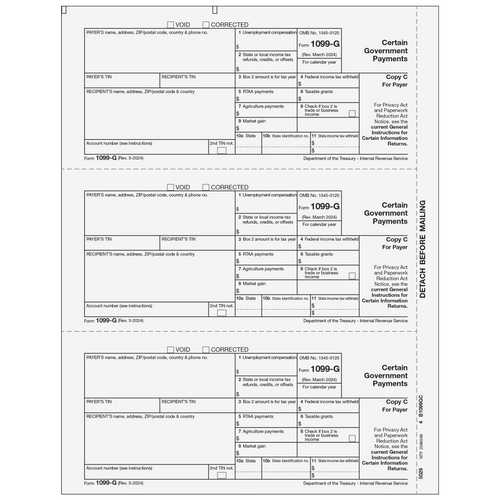 5029 - Form 1099-G Certain Government Payments - Copy C Payer