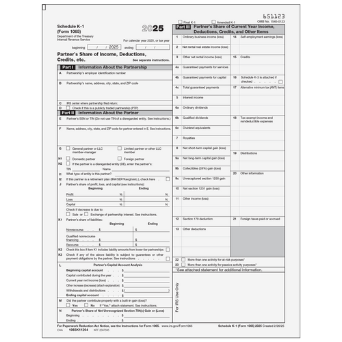1065K11204 - Form 1065 Schedule K-1 Partner's Share of Income, Deductions, Credits, etc.