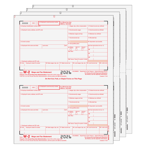 W2TRADS405 - Traditional W-2 Form 4-part Set (Preprinted)