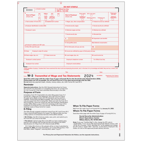 BW305 - Form W-3 Transmittal Employers Federal