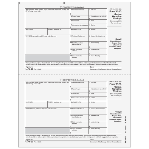 BW2GEE205 - Form W-2G Winner State Copy 2