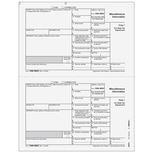 BMIS105 - 1099-MISC Miscellaneous Information - Payer State Copy 1