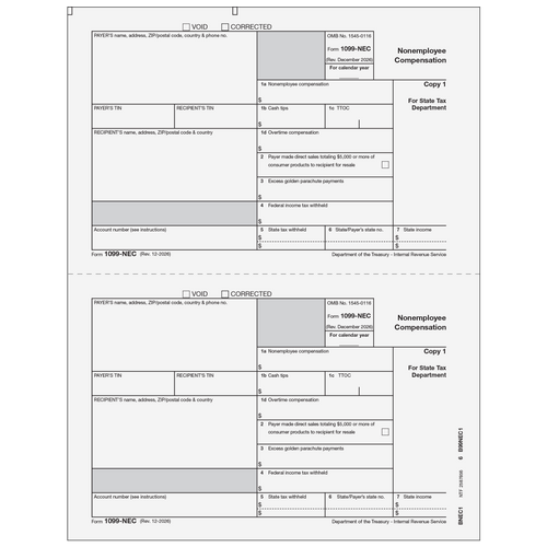 BNEC105 - 1099-NEC Non-Employee Compensation - Payer State Copy 1