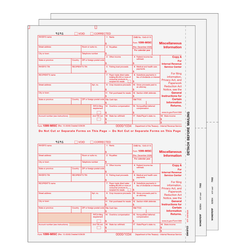 MISCSET405 - 1099-MISC Miscellaneous Information 4/5-part Set (Blank Copies)