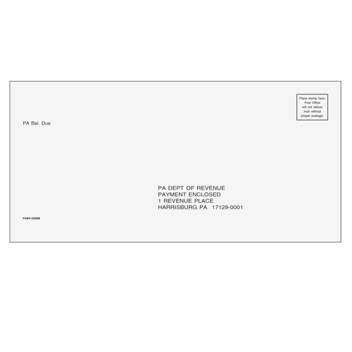 PAB410 - Pennsylvania Balance Due & E-file Envelope