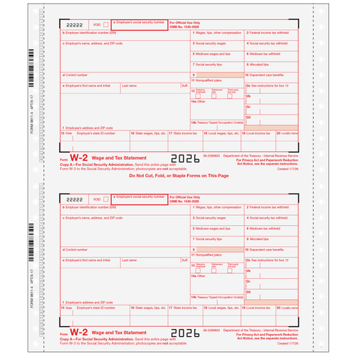 CW2056 - Form W-2 Wage & Tax Statement 6-Part (Carbonless)
