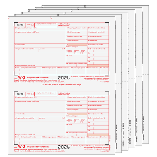 W2TRADS605 - Traditional W-2 Form 6-part Set (Preprinted)