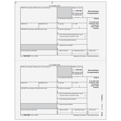 BNEC205 - 1099-NEC Non Employee Compensation - Recipient State Copy 2