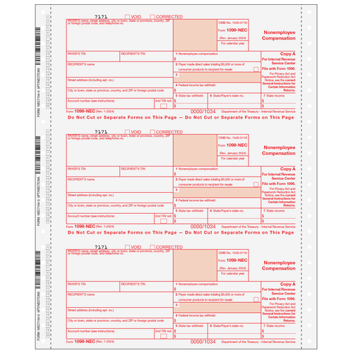 CNEC055 - Form 1099-NEC Non-Employee Compensation 5-Part (Carbonless)