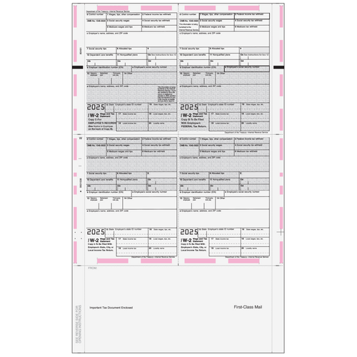 80481 - Pressure Seal EZ-Fold Preprinted W-2 Form 4up Quadrant (Copies C/B/2/2)