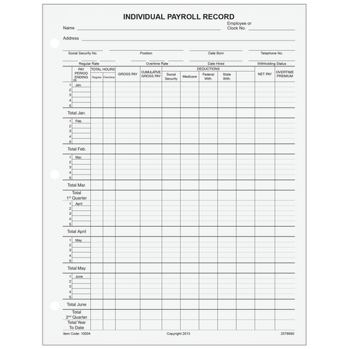 10004 - Individual Payroll Record