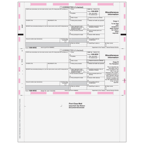 80487 - 11'' Pressure Seal 1099-MISC Form - Z Fold Recipient (Copies B, 2) 80487 - 11'' Pressure Seal 1099-MISC Form - Z Fold Recipient (Copies B, 2)
