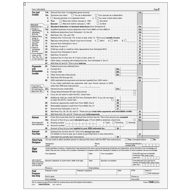 Form 2010 104012OC04 - Form 1040 Official U.S. Individual Income Tax Return (Page ...
