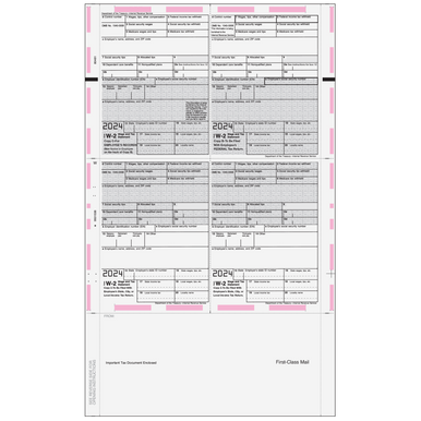 80481 - Pressure Seal EZ-Fold Preprinted W-2 Form 4up