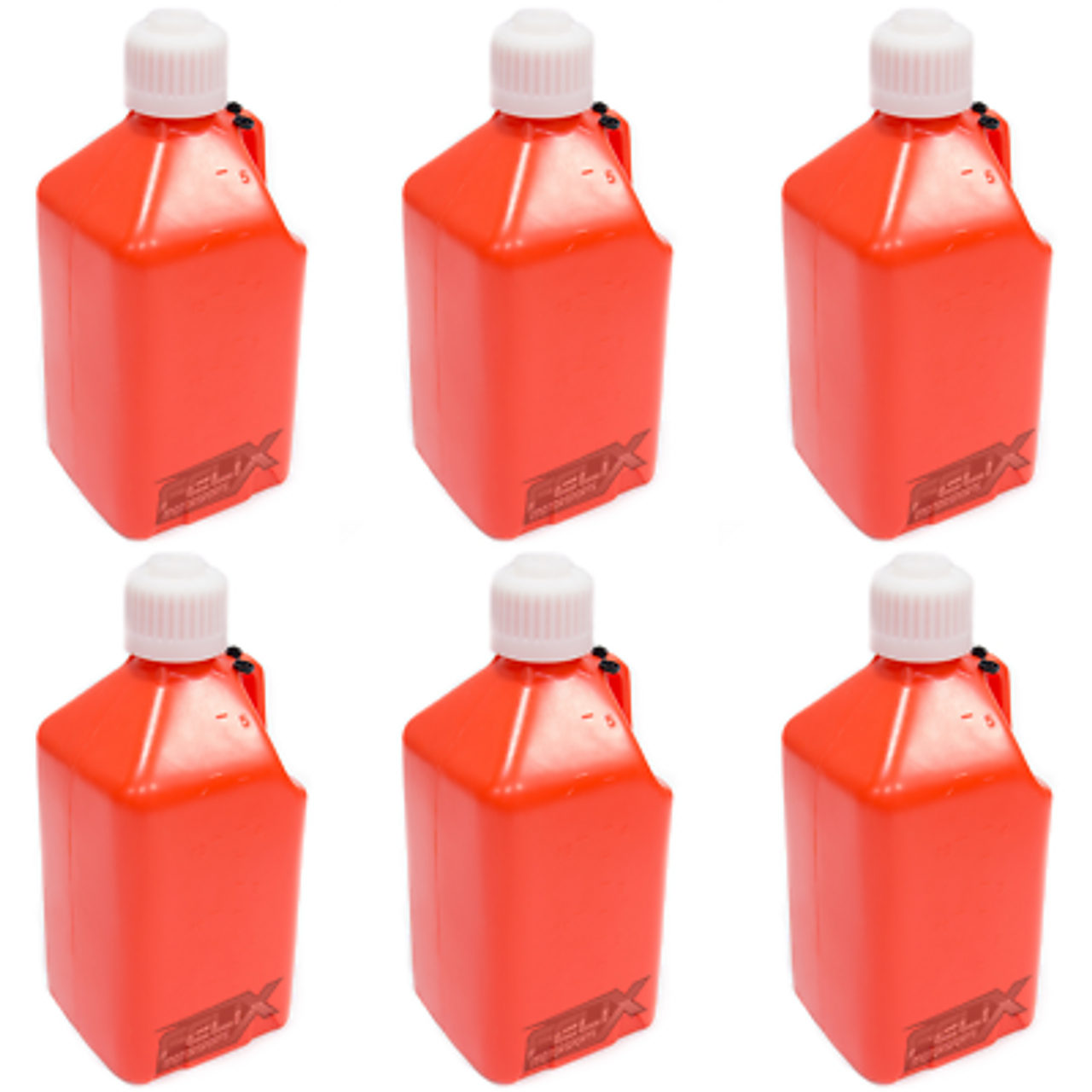 6 - Scribner Plastic Square 5 Gallon Utility Jugs Cans (Six Pack) Orange