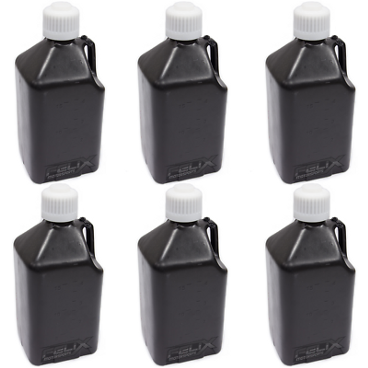 6 - Scribner Plastic Square 5 Gallon Utility Jugs Cans (Six Pack) Black