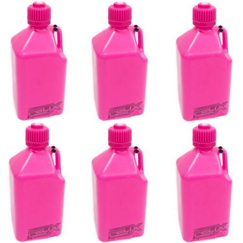 6 - Scribner Plastic Square 5 Gallon Utility Jugs Cans (Six Pack) Glow Pink