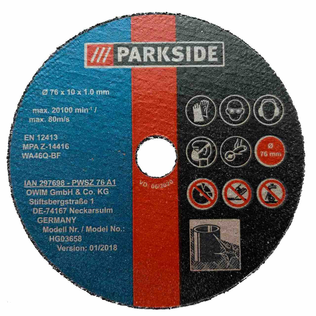 Parkside Cordless Angle Grinder Discs 