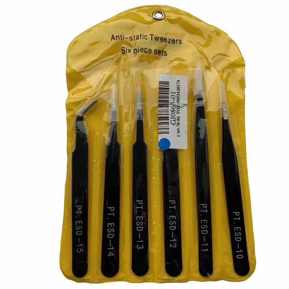 Anti-static Tweezers Six Piece Set Size 10-15