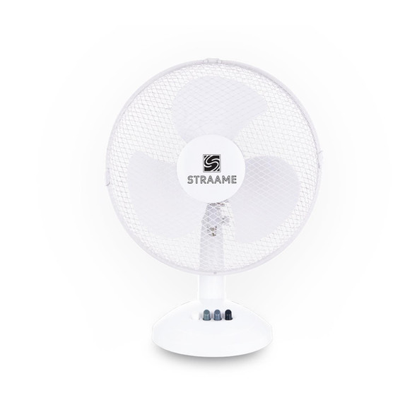 12 inch Desk Fan Adjustable Indoor Electric 3 Speed Options White