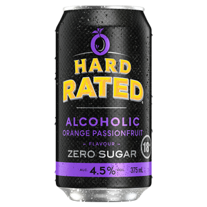 Hard Rated Orange Passionfruit Zero Sugar 4.5% 375mL Cans 24 Pack