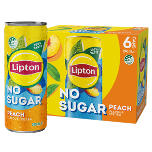 Lipton Iced Tea Peach No Sugar 240mL Cans 24 Pack