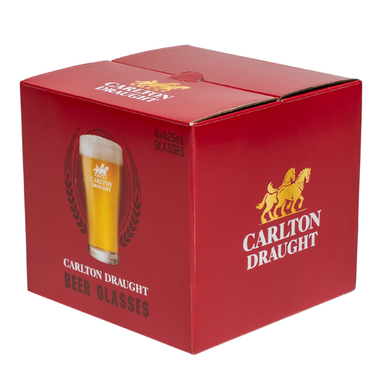 CARLTON DRAUGHT CORE GLASSES 425mL x24 Pack