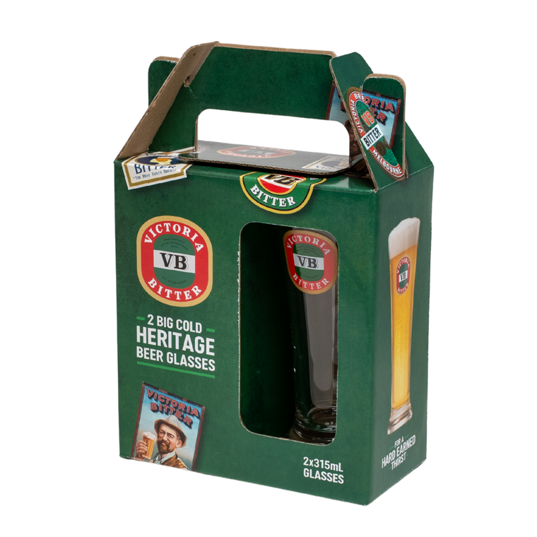 VICTORIA BITTER HERITAGE GLASSES 315mL 12x2 Pack