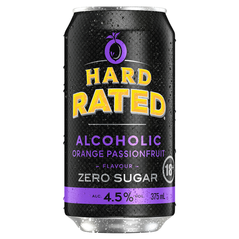 Hard Rated Orange Passionfruit Zero Sugar 4.5% 375mL Cans 24 Pack