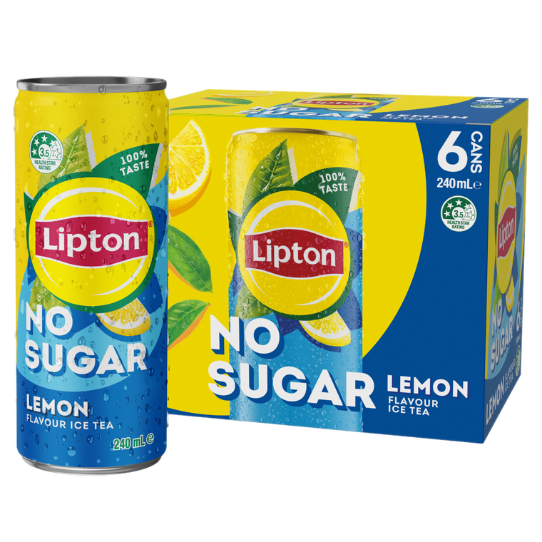 Lipton Iced Tea Lemon No Sugar 240mL Cans 24 Pack