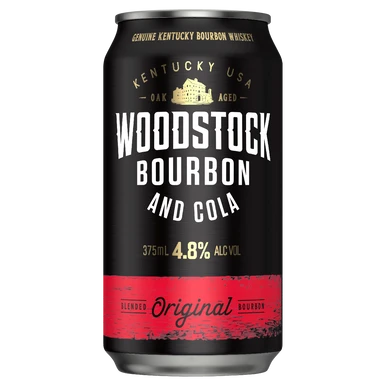 Woodstock Bourbon and Cola 4.8% 375mL Cans 24 Pack