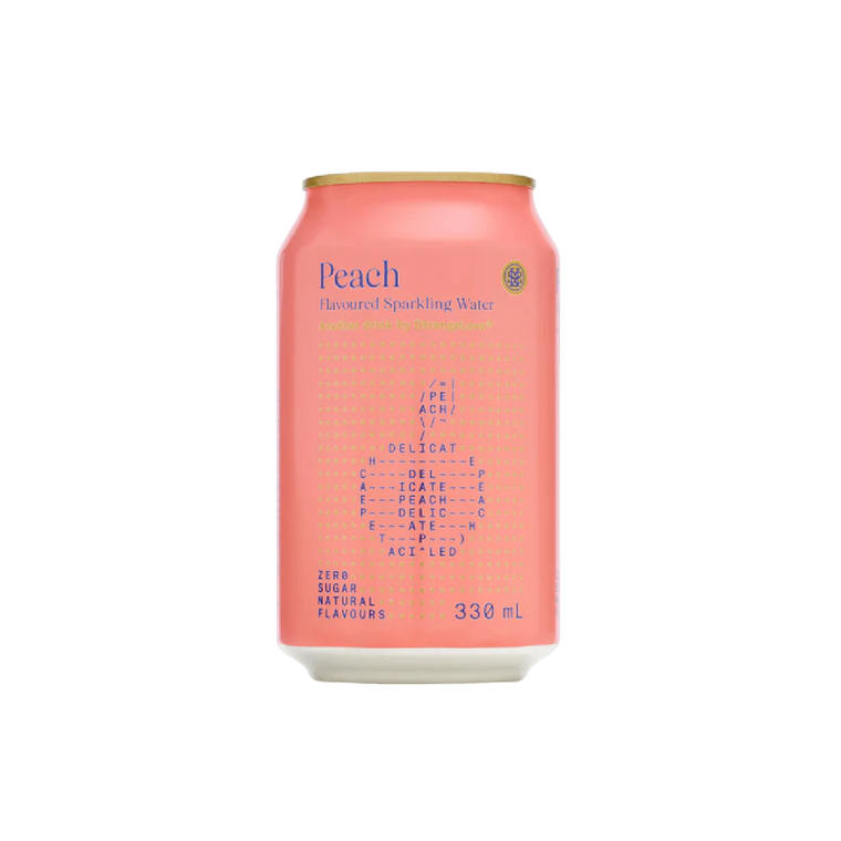 StrangeLove Peach Sparkling Water 330mL Cans 24 Pack